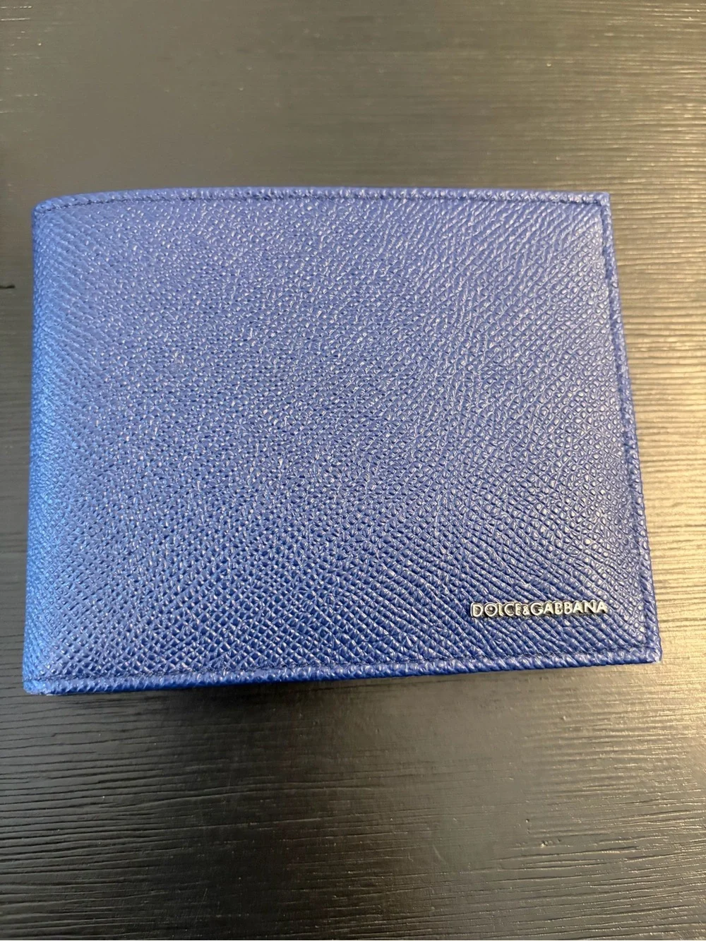 Dolce & Gabbana Blue Textured Leather Bifold Wallet